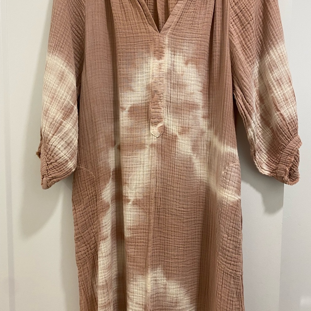 Ocean + Main Tie-Dye Caftan S/M never worn peachy/pink/tan w pockets